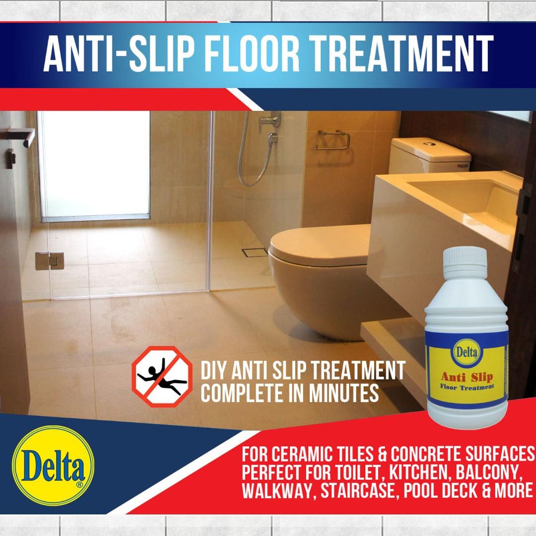 Anti Slip Floor Treatment Slippery Floor Tile Solution Non Slip Solution Anti Skid Prevent Slip And Fall Accidents Non Slip Toilet Bathroom Floor Ex Stock Furniture On Carousell