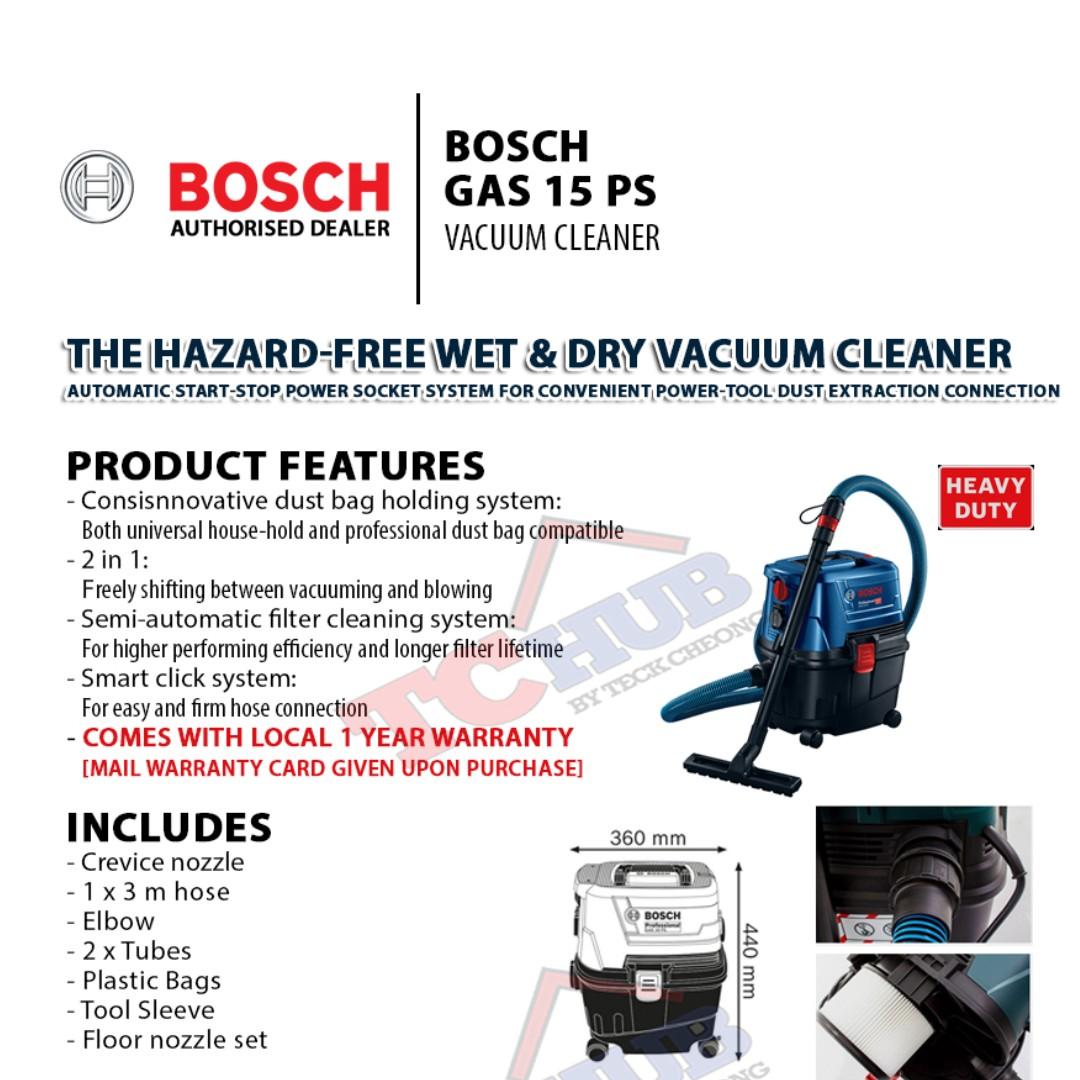 Bosch GAS 15 PS Dry and Wet Vacuum Cleaner, TV & Home Appliances
