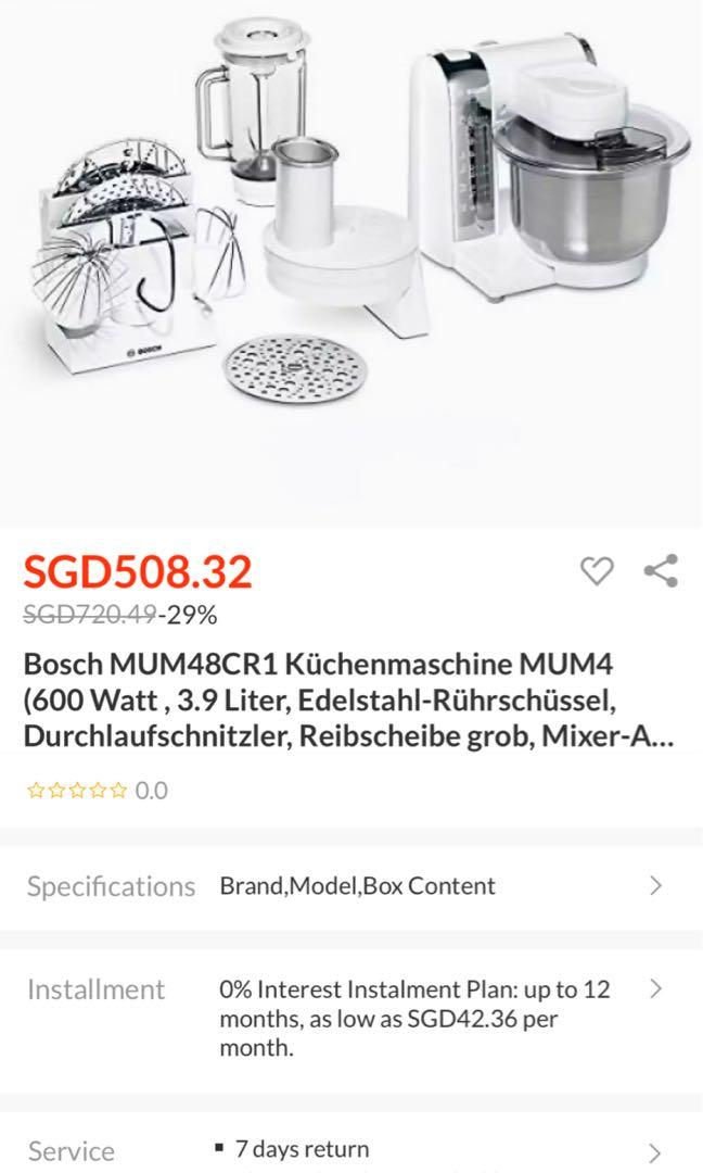 Bosch Stand Mixer Mum48cr1 Electronics Others On Carousell