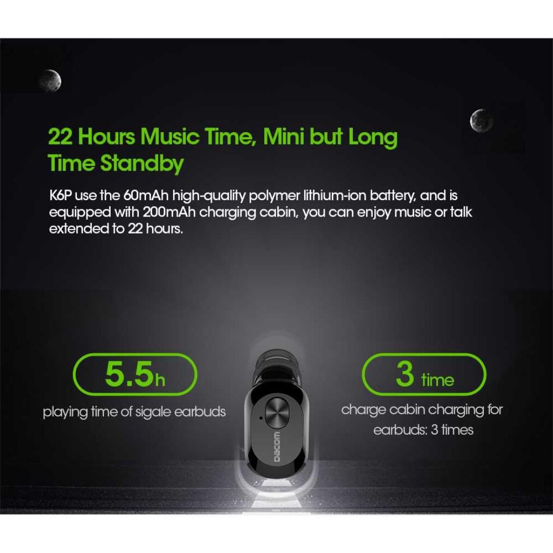 Dacom K6P Mono Earphone Bluetooth with Charger Case TItanGadget
