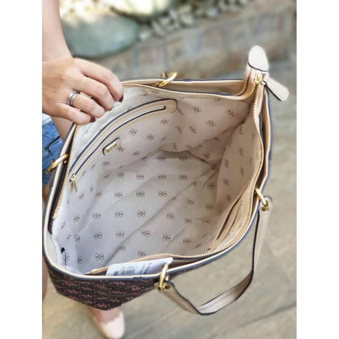 Guess Kamryn Q Logo Tote Bag Brown, Women's Fashion, Bags & Wallets