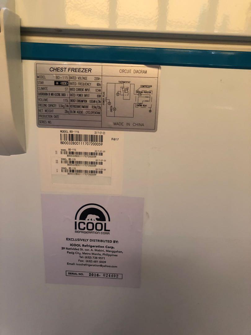 Hiron Chest Freezer 4cu ft, TV & Home Appliances, Kitchen Appliances