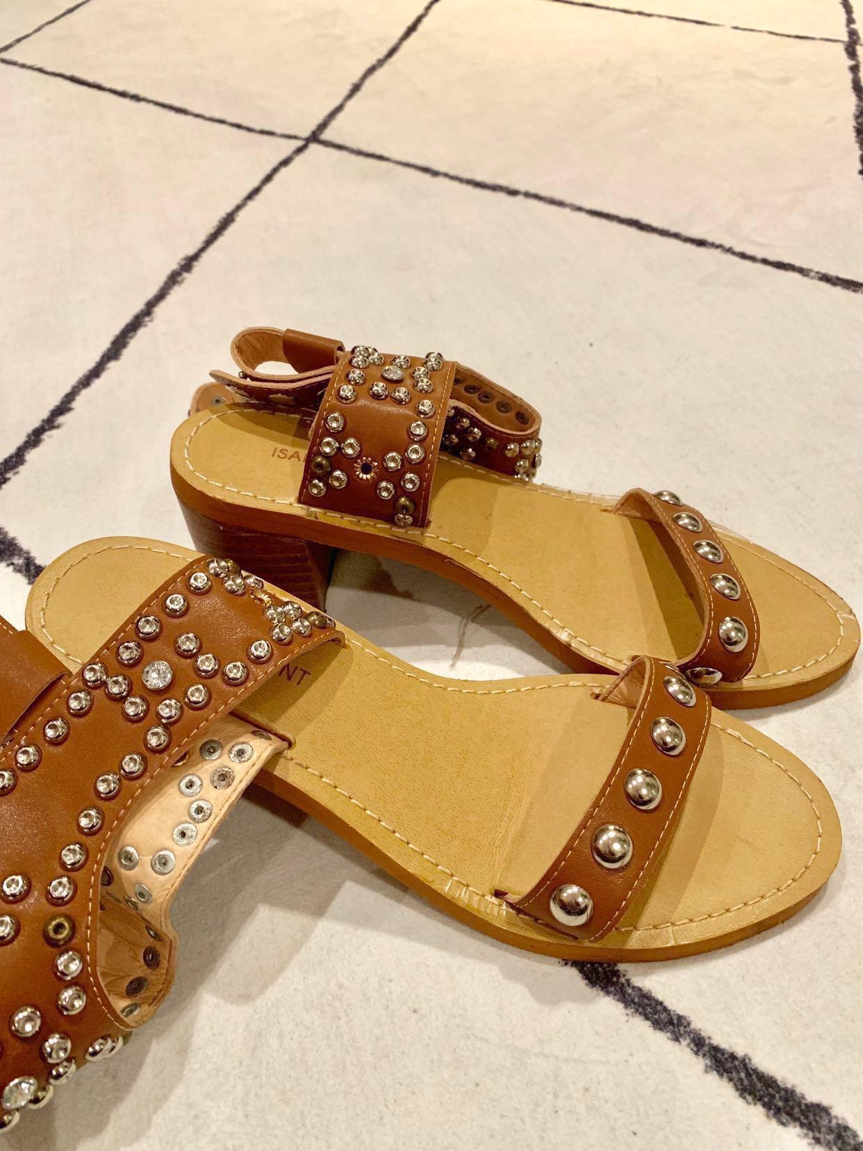 Isabel Marant Carol studded sandals leather heels designer shoes flats sold out 100 authentic sz38