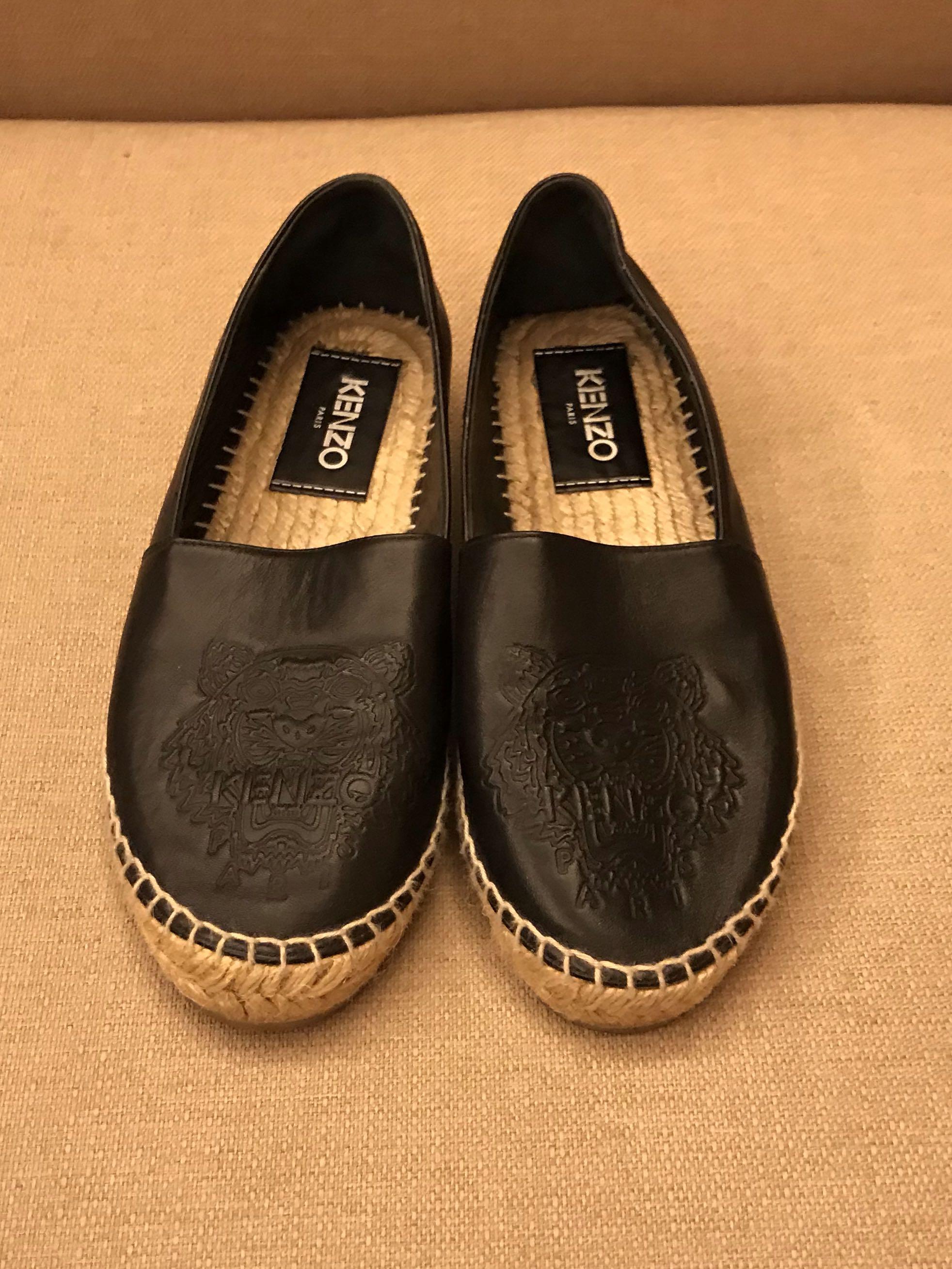 kenzo black leather espadrilles