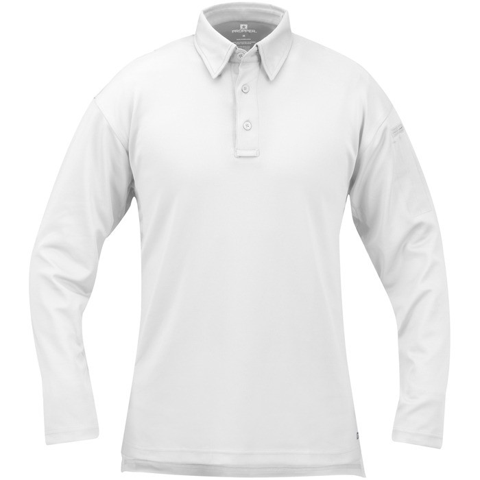 Plain white long sleeve polo clearance
