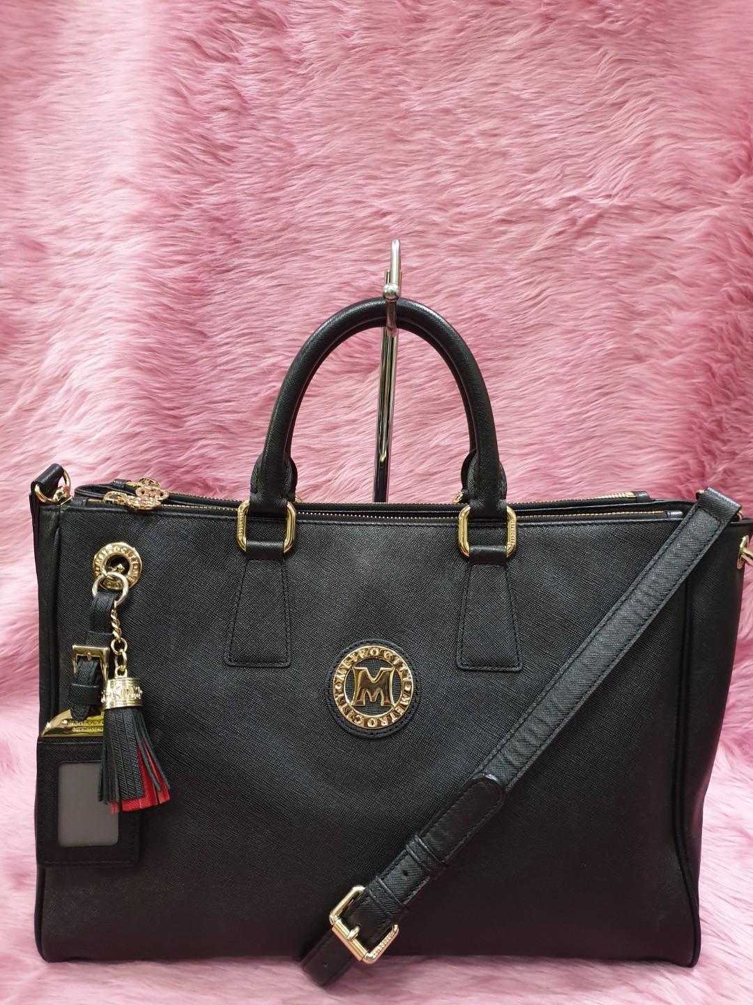 Metrocity Saffiano Black Leather Shoulder Handbag
