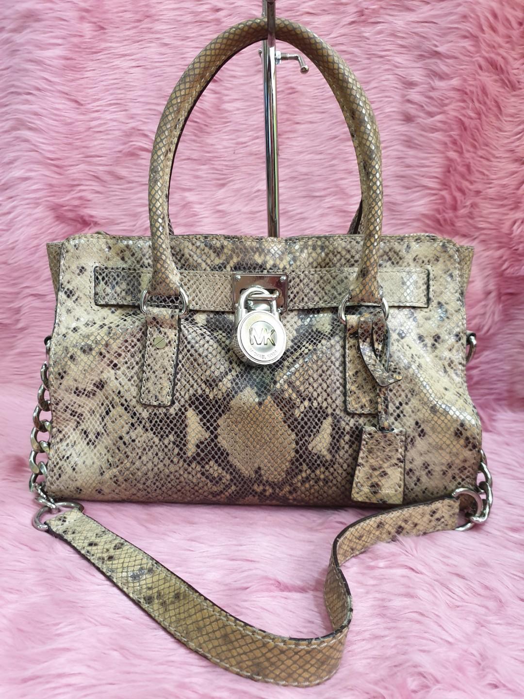 Michael kors snakeskin hamilton bag hotsell