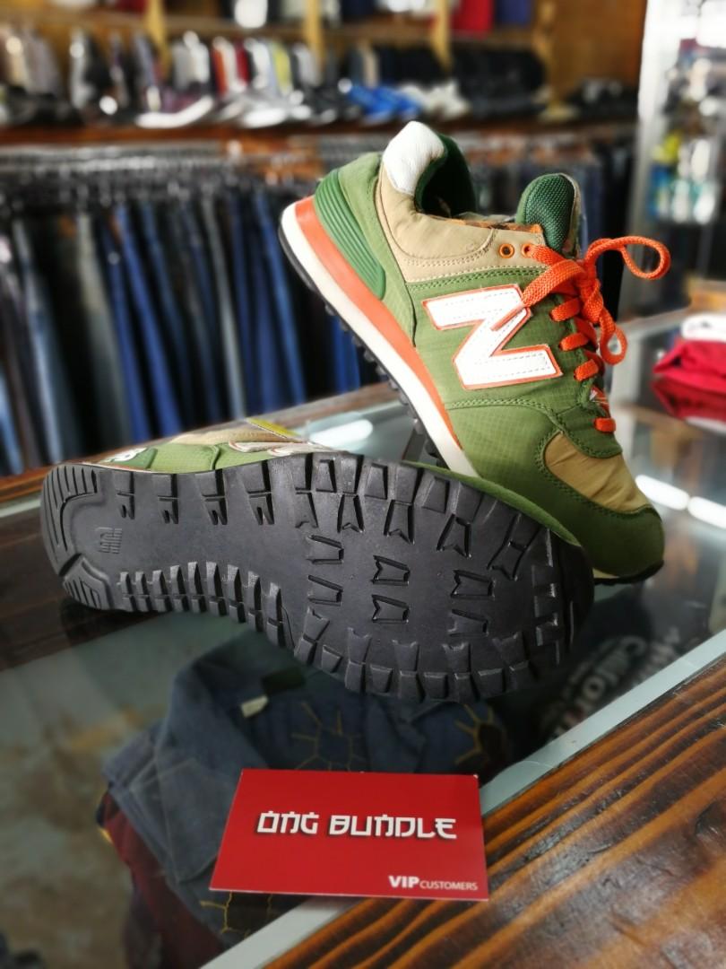 New balance ml 574 ftc green orange Men s Fashion Footwear