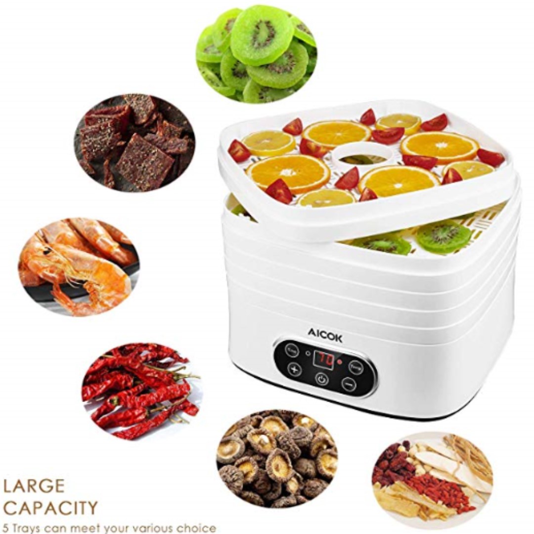 P12 Aicok Food Dehydrator Digital Food Dryer with 5 Large Trays, 3570