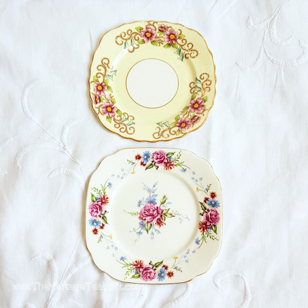 Pair of Vintage Mismatched Tea Plates, Furniture & Home Living