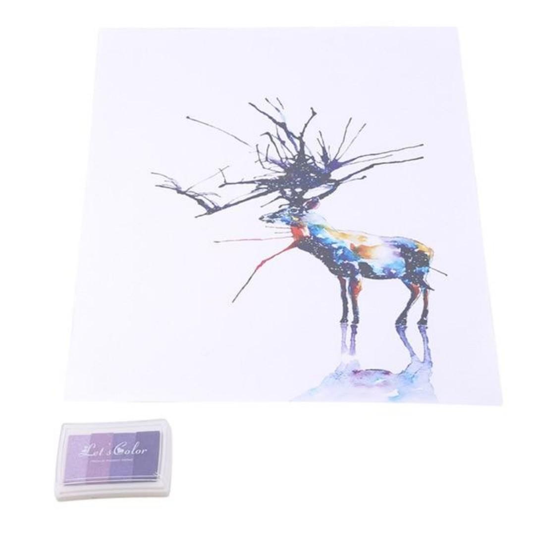 Personalized Canvas Fingerprint Purple Elk Painting Wedding Guest