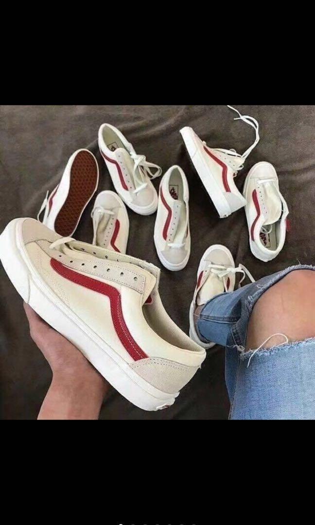 røre ved gyldige forsigtigt Preorder Vans classic old skool red stripe white shoe, Women's Fashion,  Footwear, Sneakers on Carousell