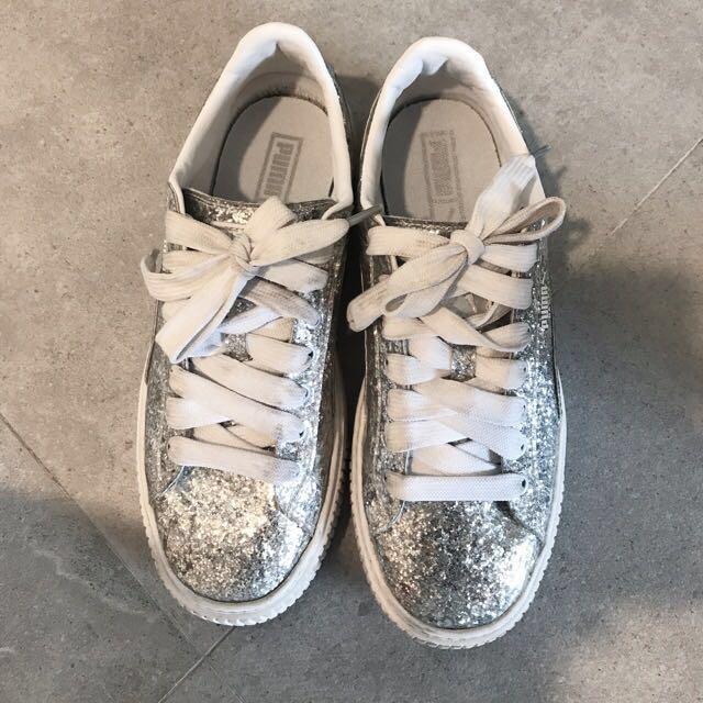 puma platform glitter silver