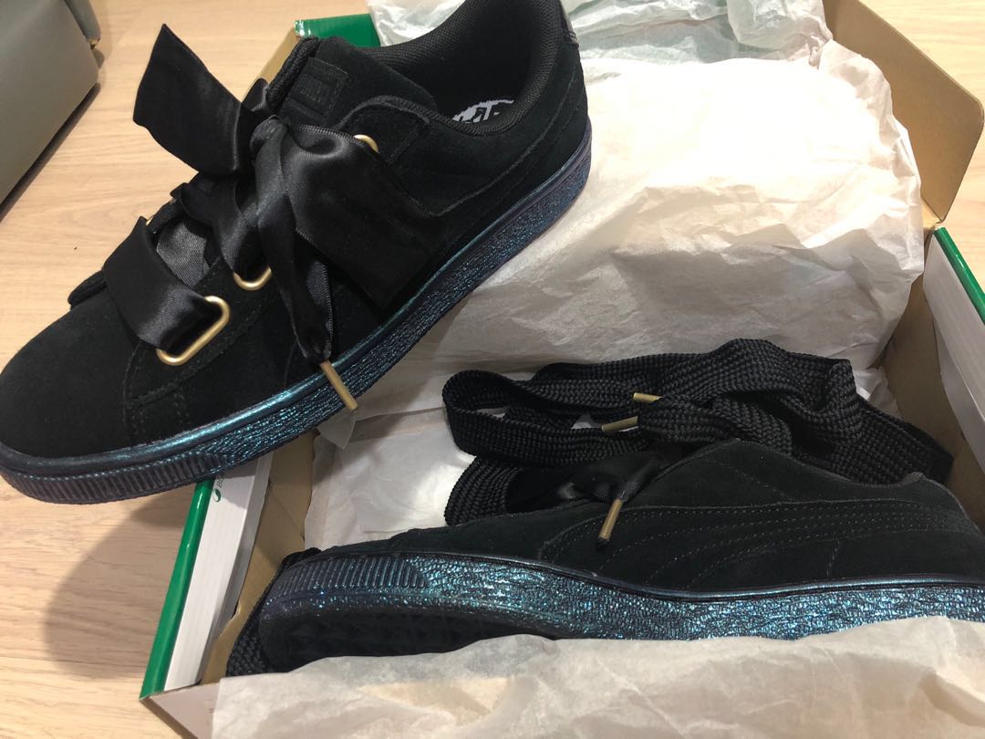 Puma basket heart satin best sale