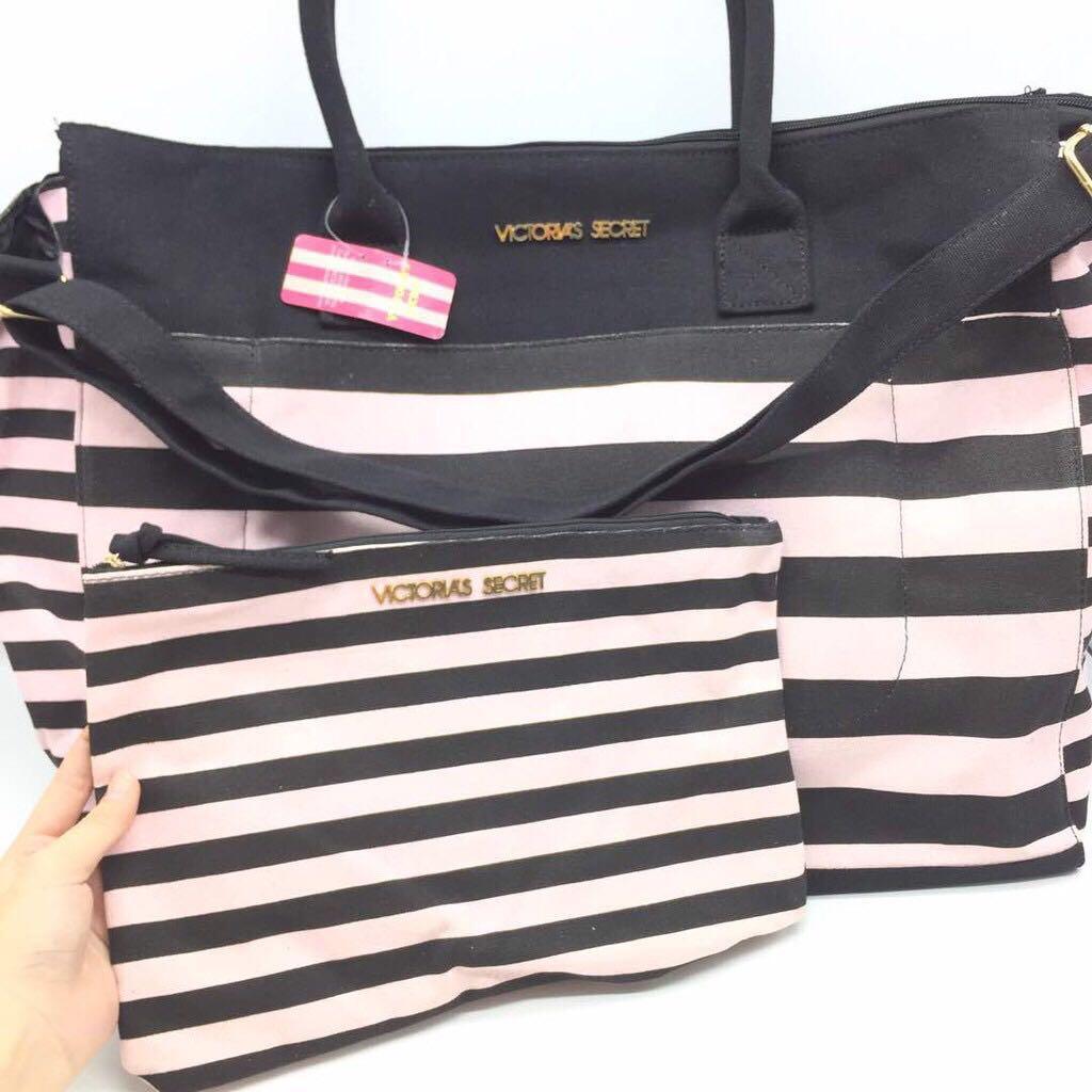 Victoria secret tote bag shop with zipper