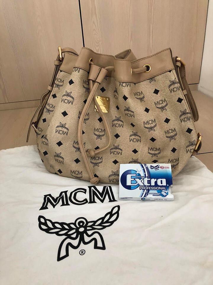 Mcm drawstring shoulder bag clearance
