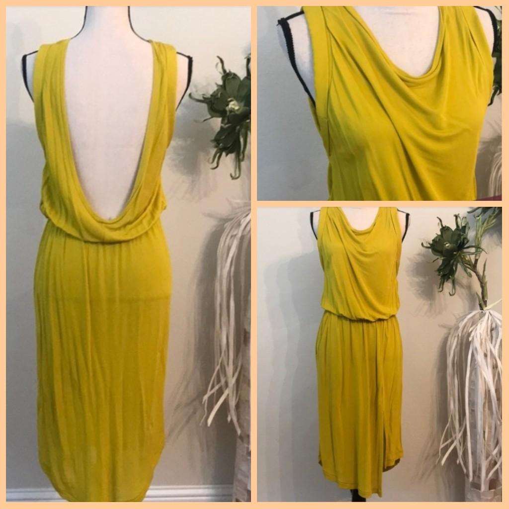 yellow low back dress