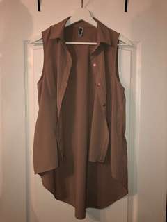 Tan button up vest/shirt