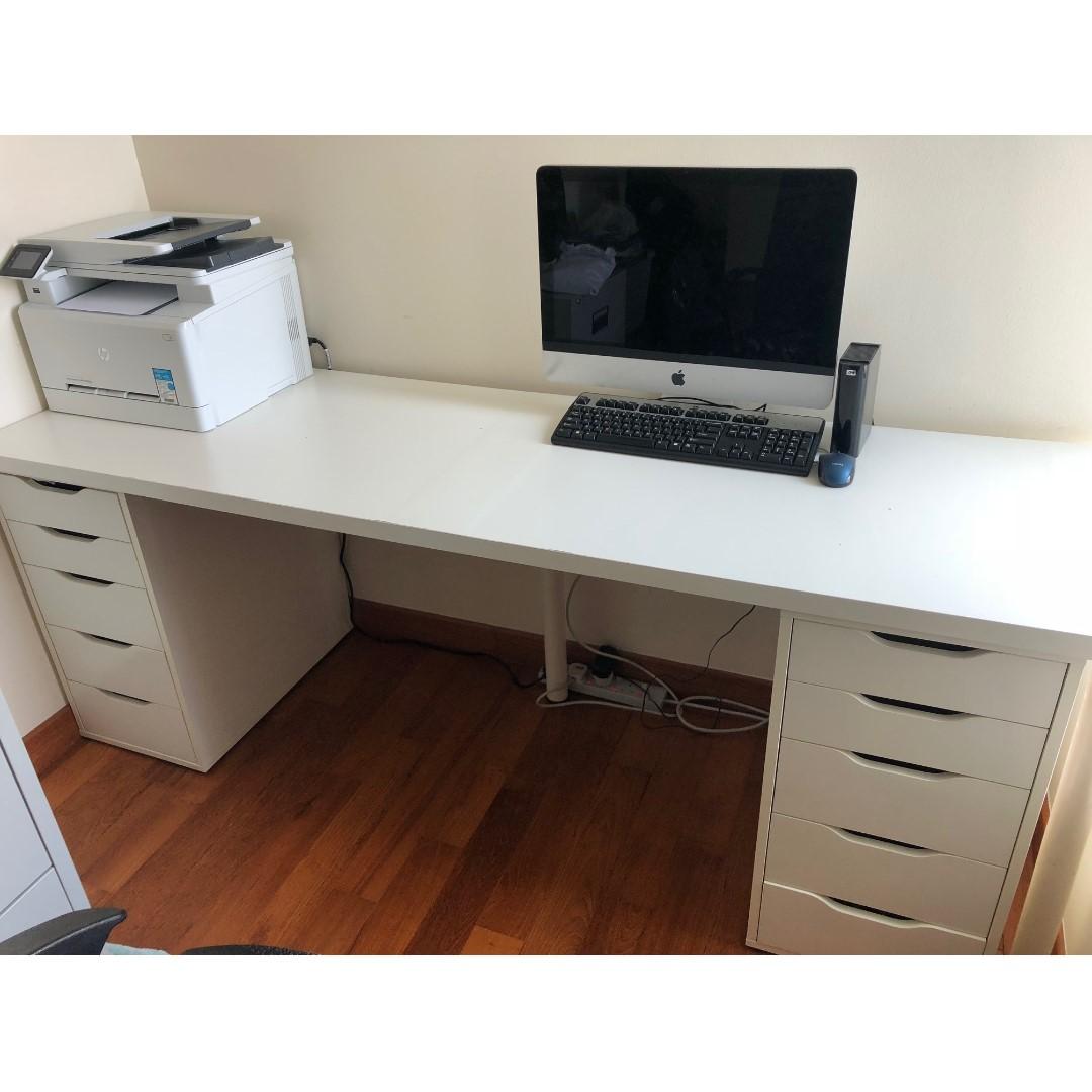 Desk with two sets of hot sale drawers