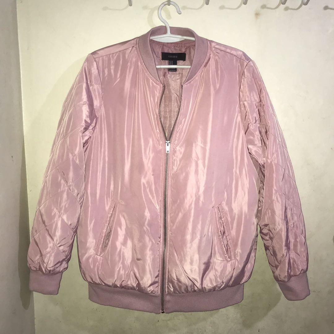 Pink satin jacket forever 21 store