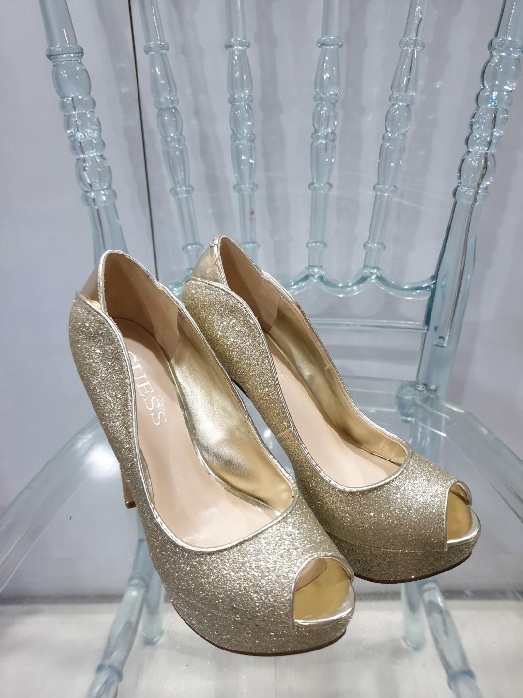 guess gold heels