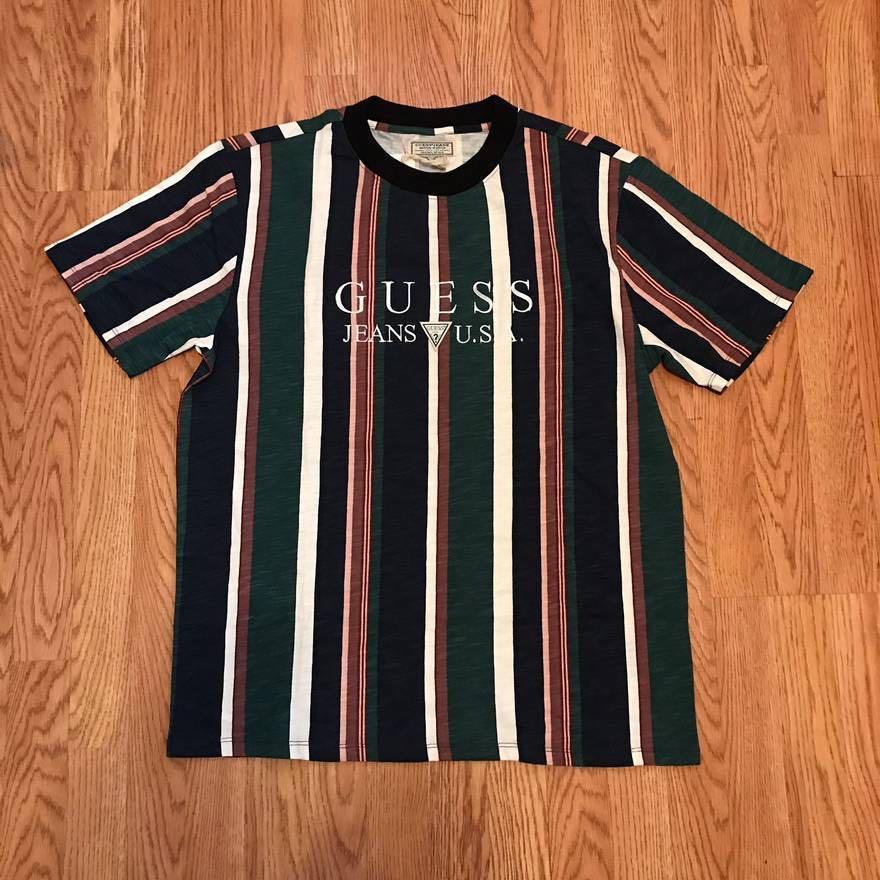 guess vertical striped shirt mens