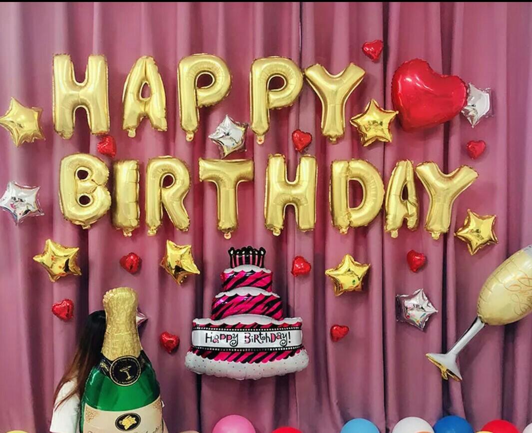 Birthday Cake Wine Happy Birthday Balloons Set Design Craft