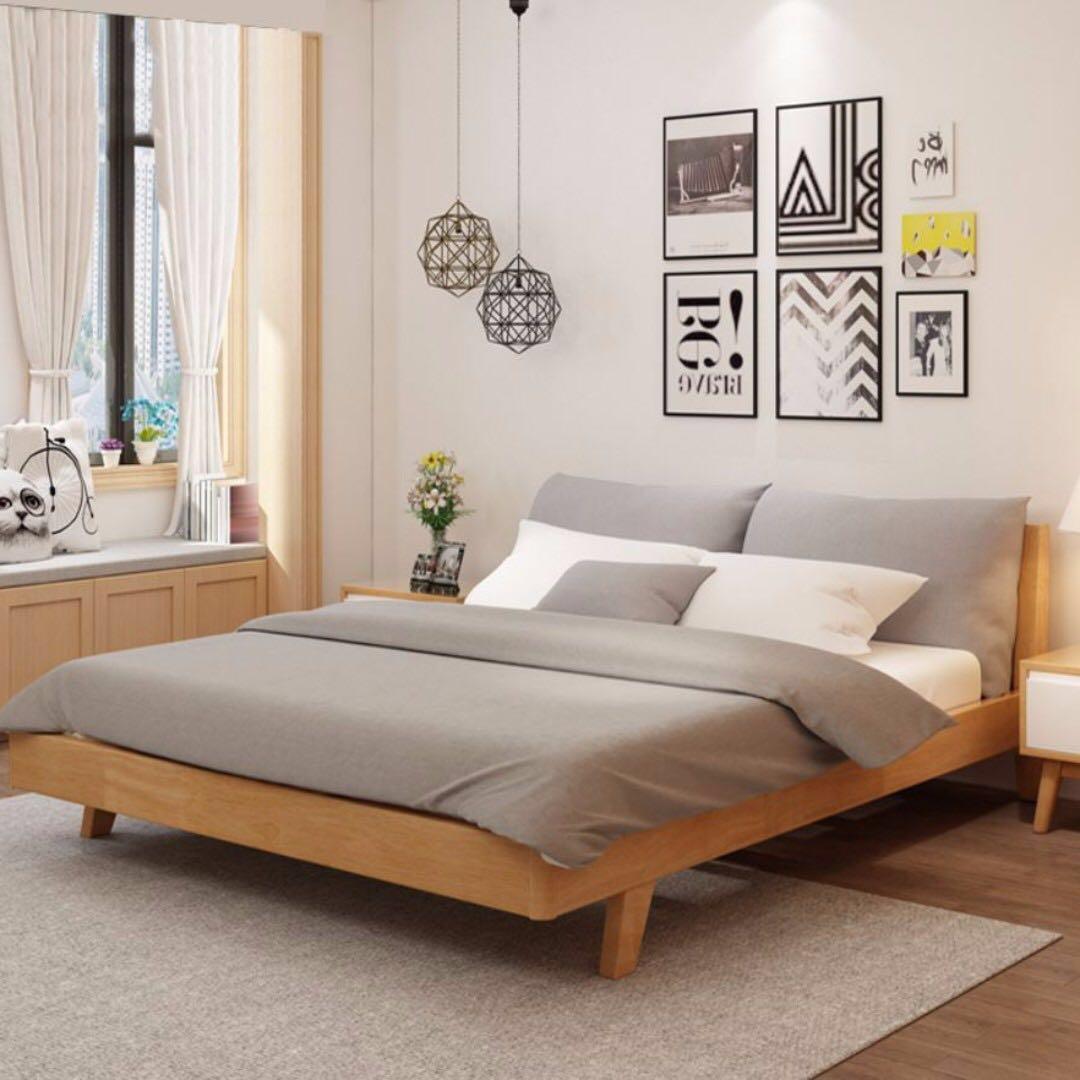 Japanese Style Solid Wood Bed Frame(ready stock), Furniture, Beds