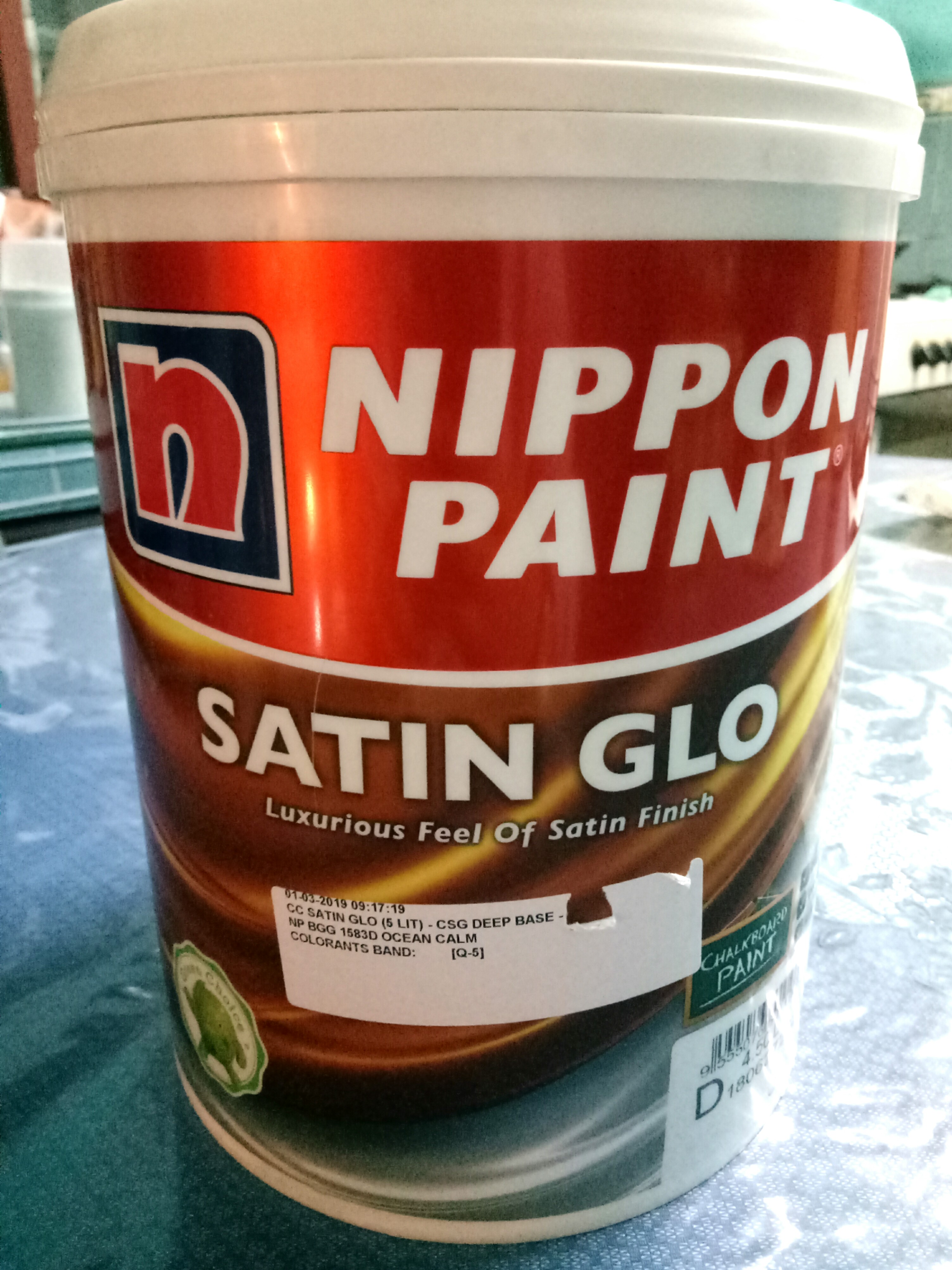 NEW NIPPON PAINT SATIN GLO OCEAN CALM 5LTR, Furniture & Home Living