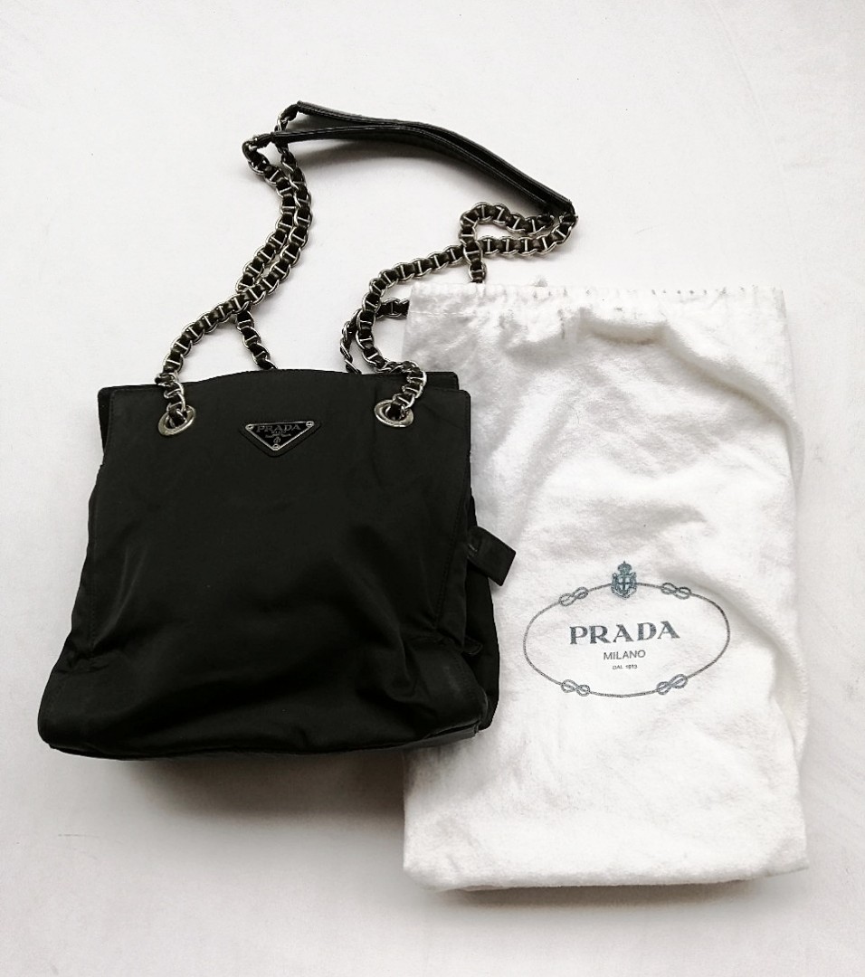 prada silver chain bag