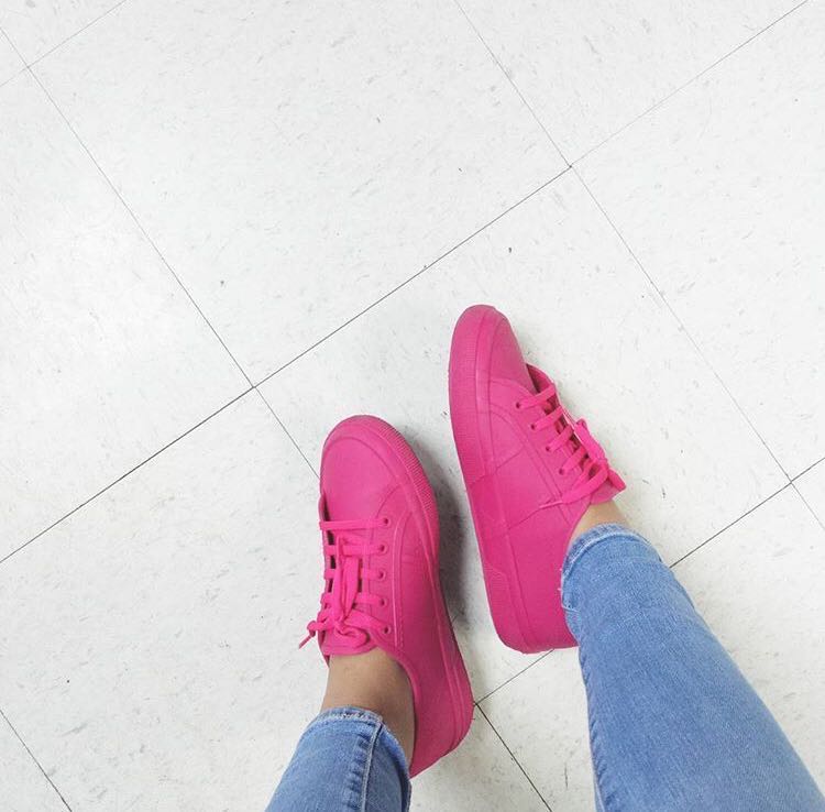 Superga Neon Pink Rubber Shoes Women s Fashion Footwear