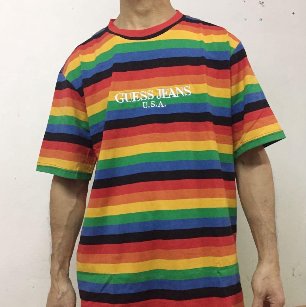 guess jeans rainbow t shirt