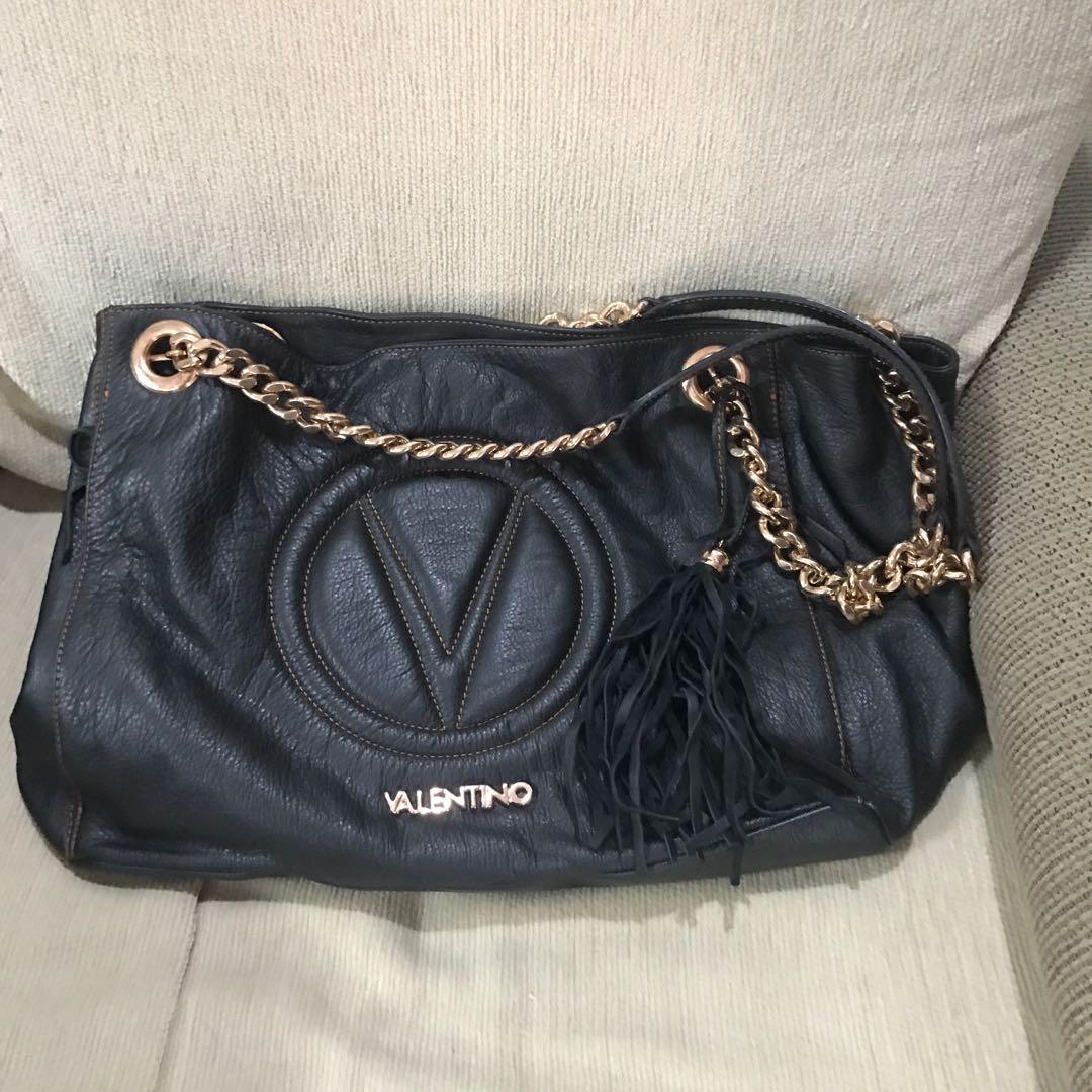AUTHENTIC VALENTINO Verra Sauvage Black Leather Tote Luxury Bags