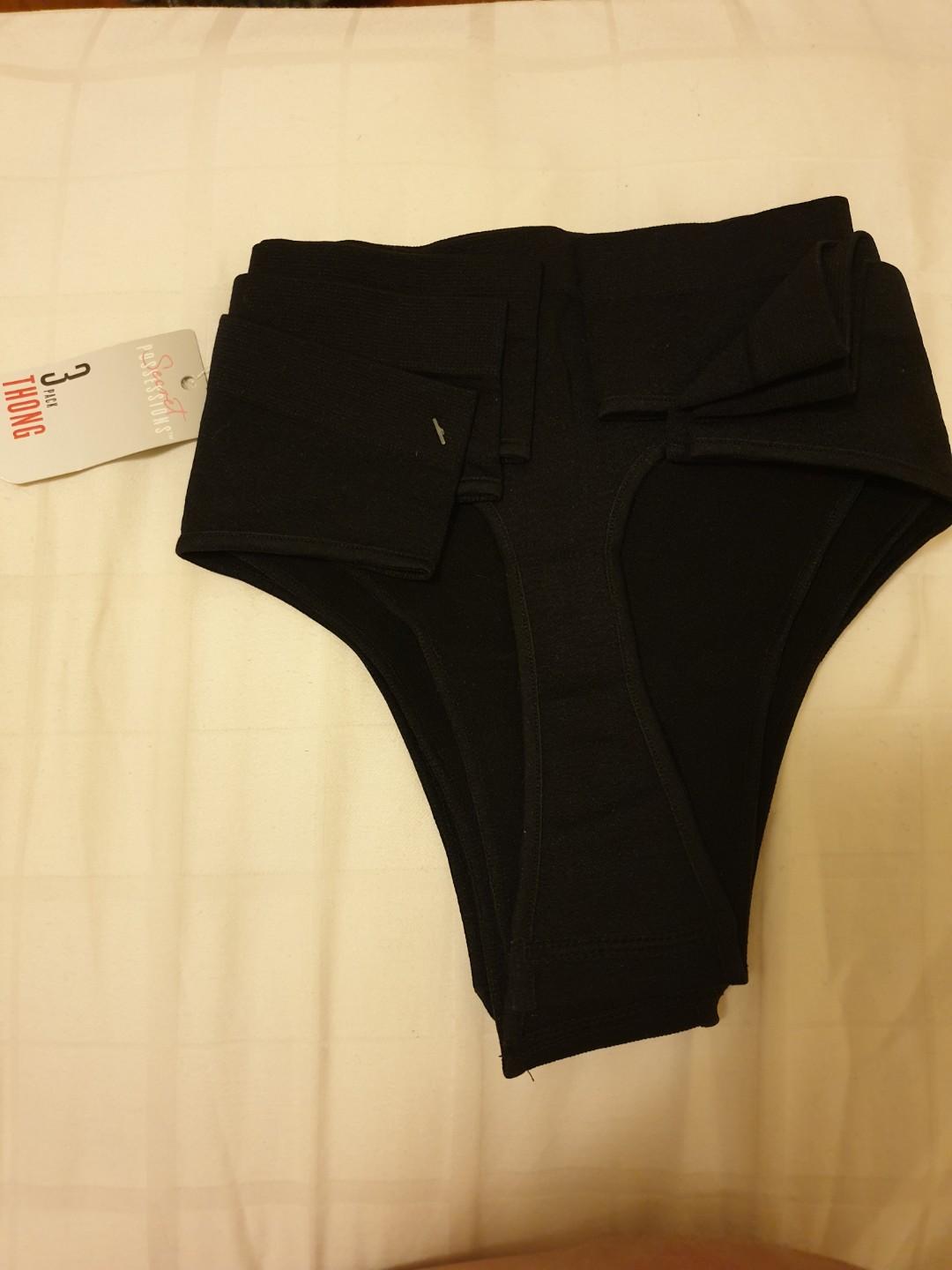 BNWT Black Primark Thongs 3pc pack, Women's Fashion, New Undergarments &  Loungewear on Carousell