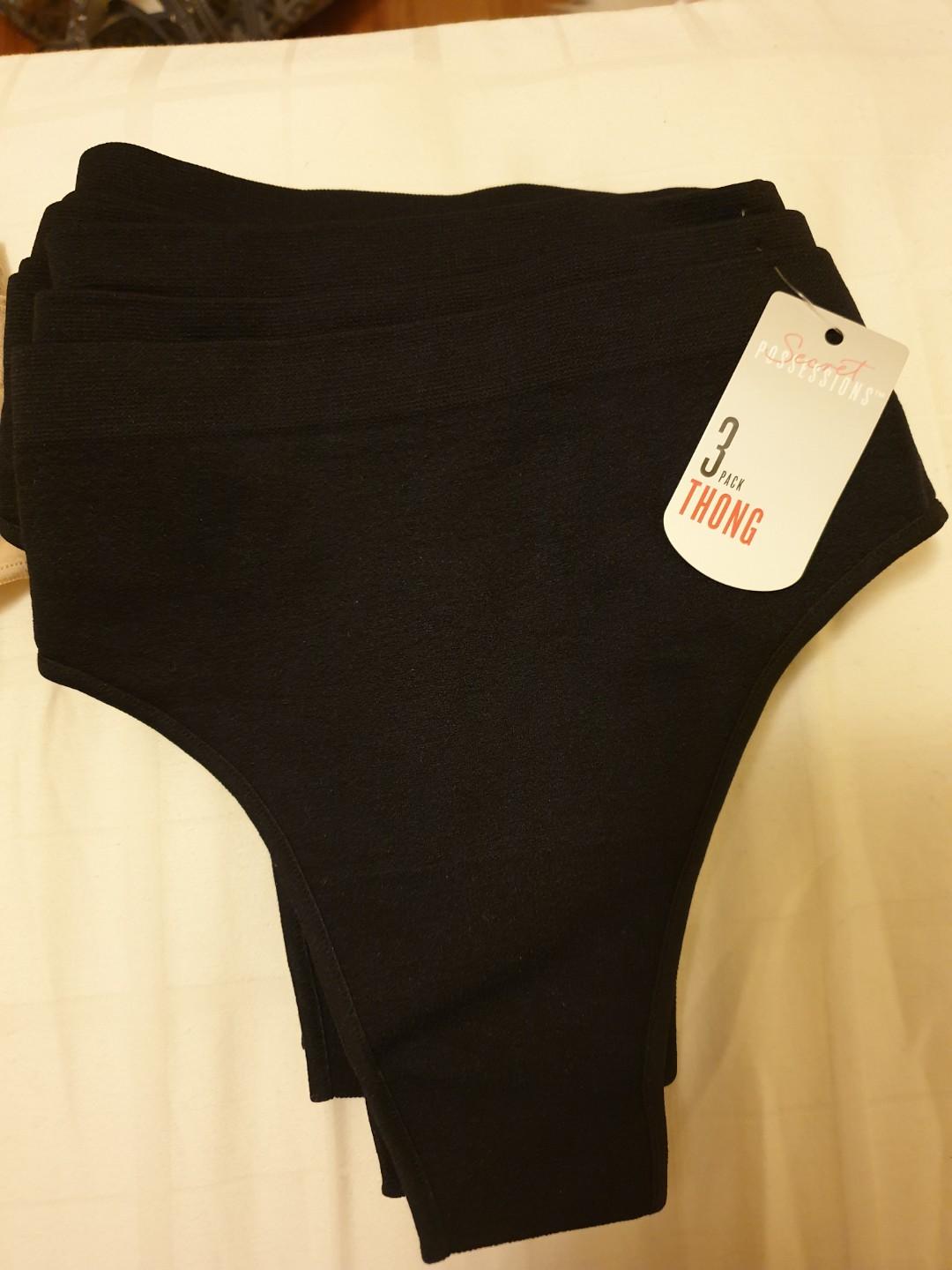 BNWT Black Primark Thongs 3pc pack, Women's Fashion, New Undergarments &  Loungewear on Carousell