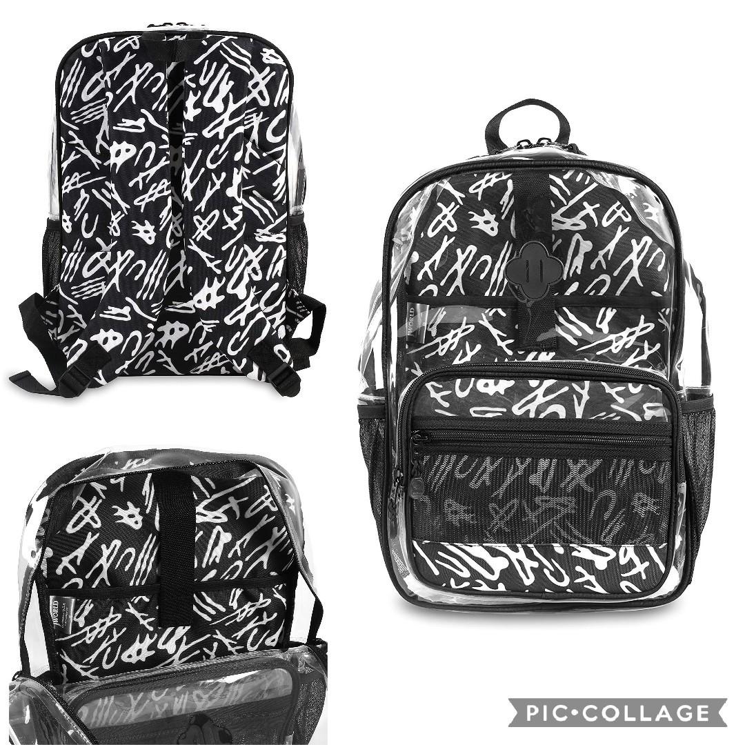 pink brand clear backpack
