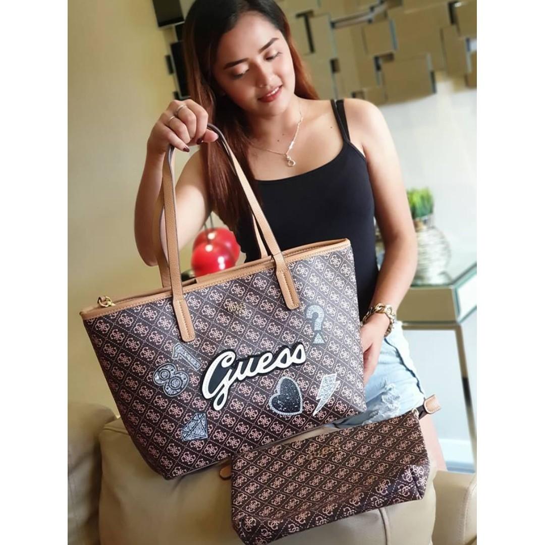 guess vikky large tote black