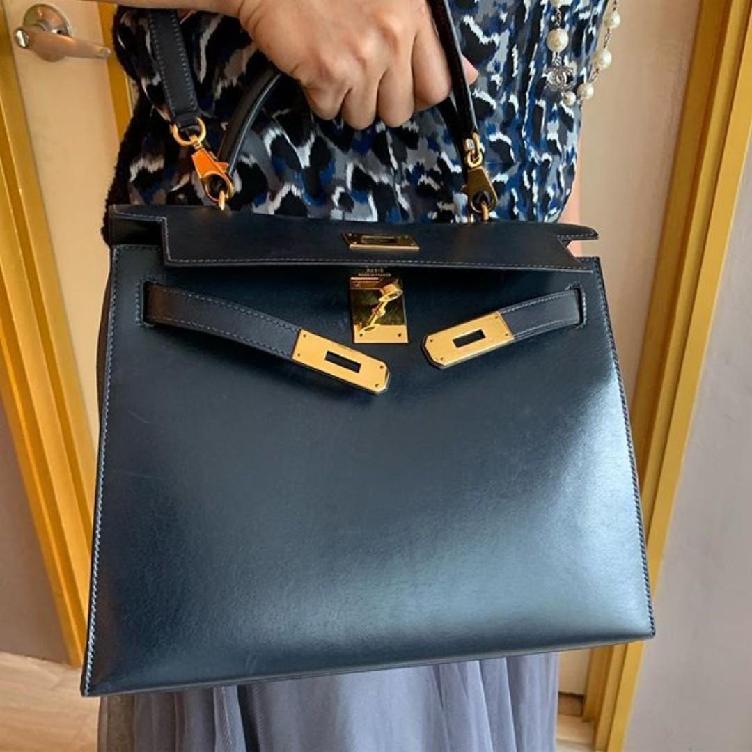 Hermes Kelly 28 in Bleu Nuit, Women's Fashion, Bags & Wallets, Cross-body  Bags on Carousell