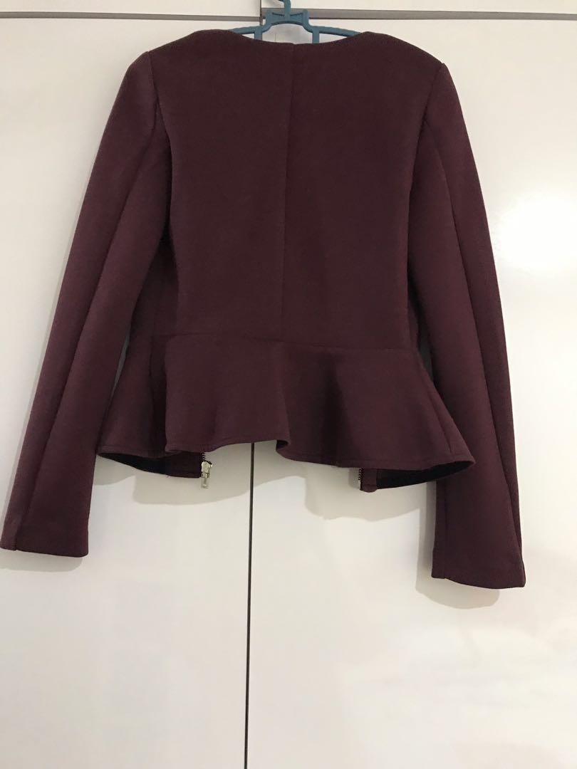 Burgundy peplum jacket store