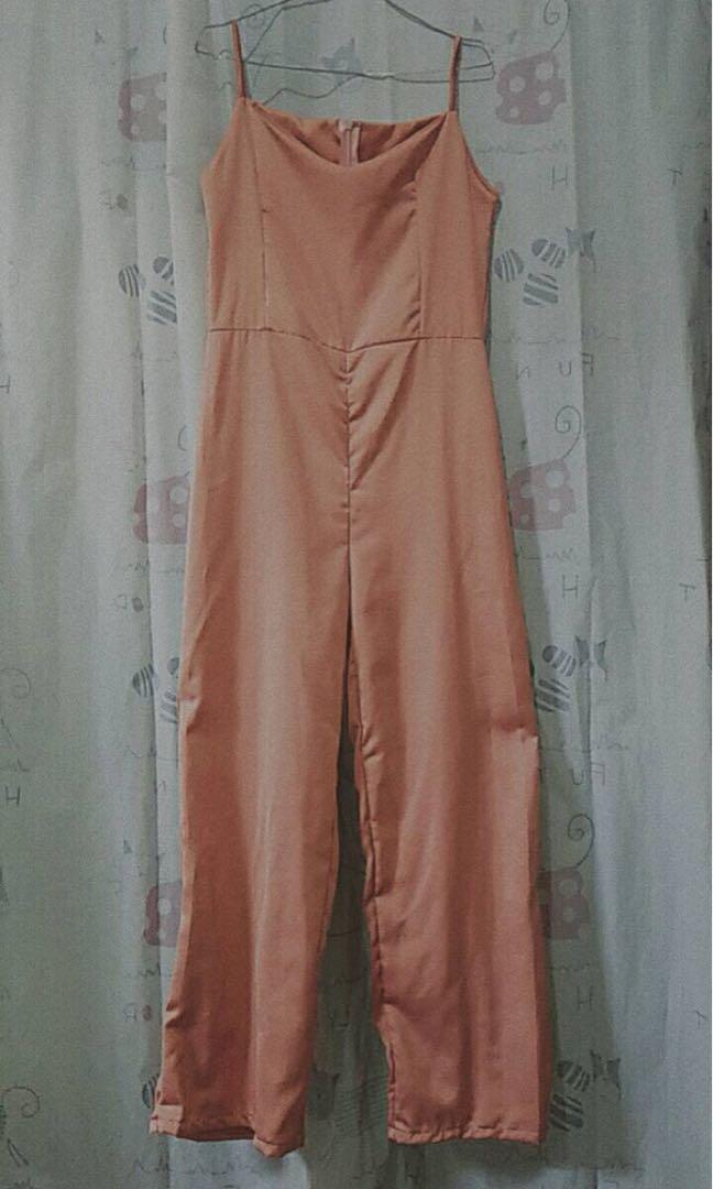 rose gold satin jumpsuit