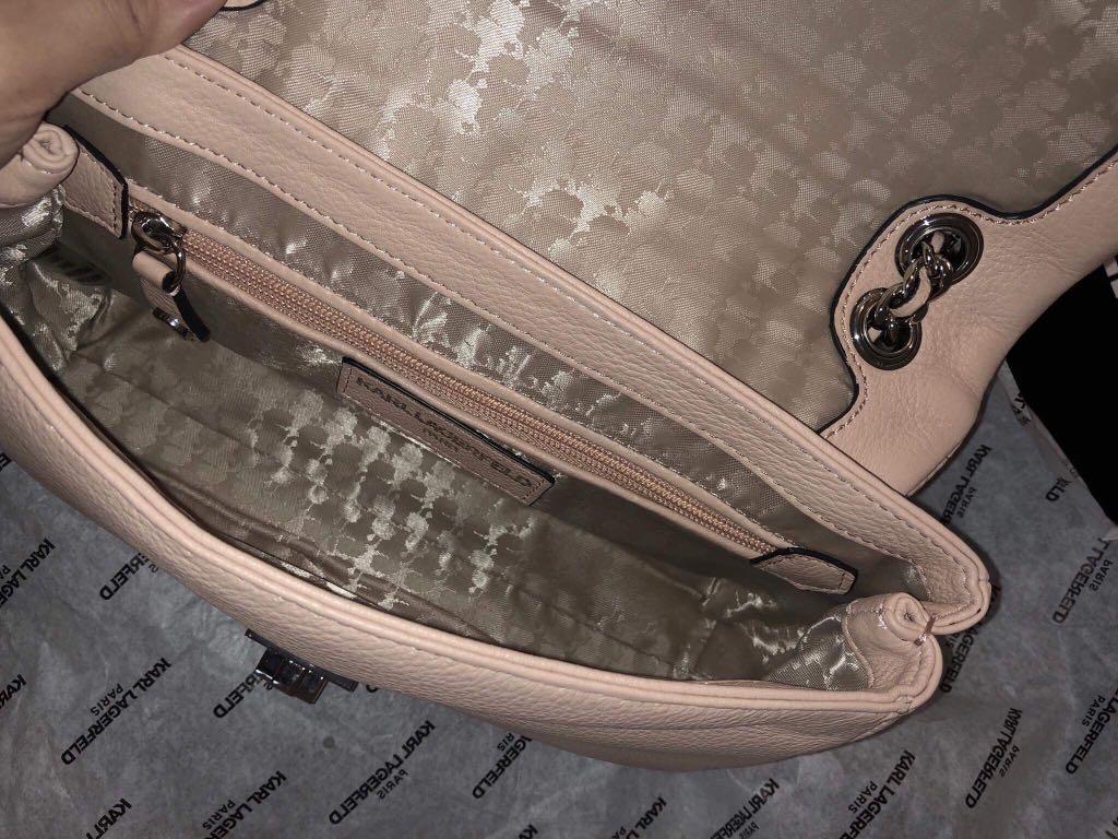 Karl Lagerfeld Agyness Chain pebbled leather shoulder bag, Luxury, Bags