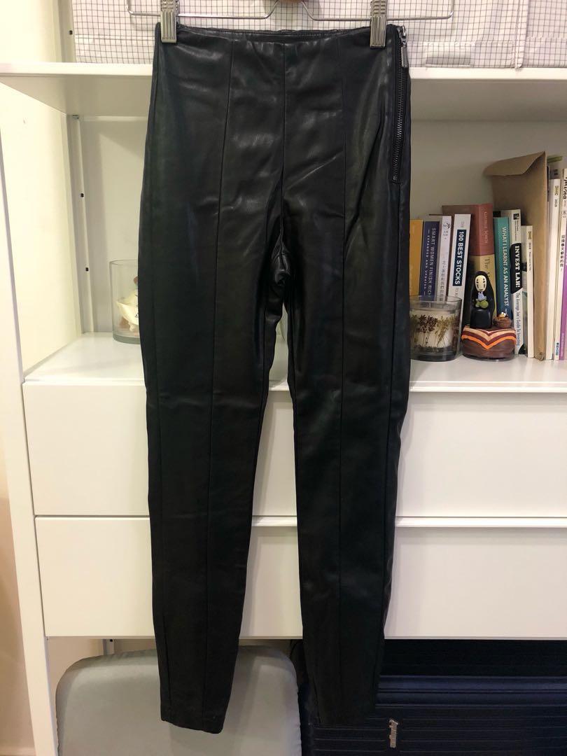 petite black leather pants