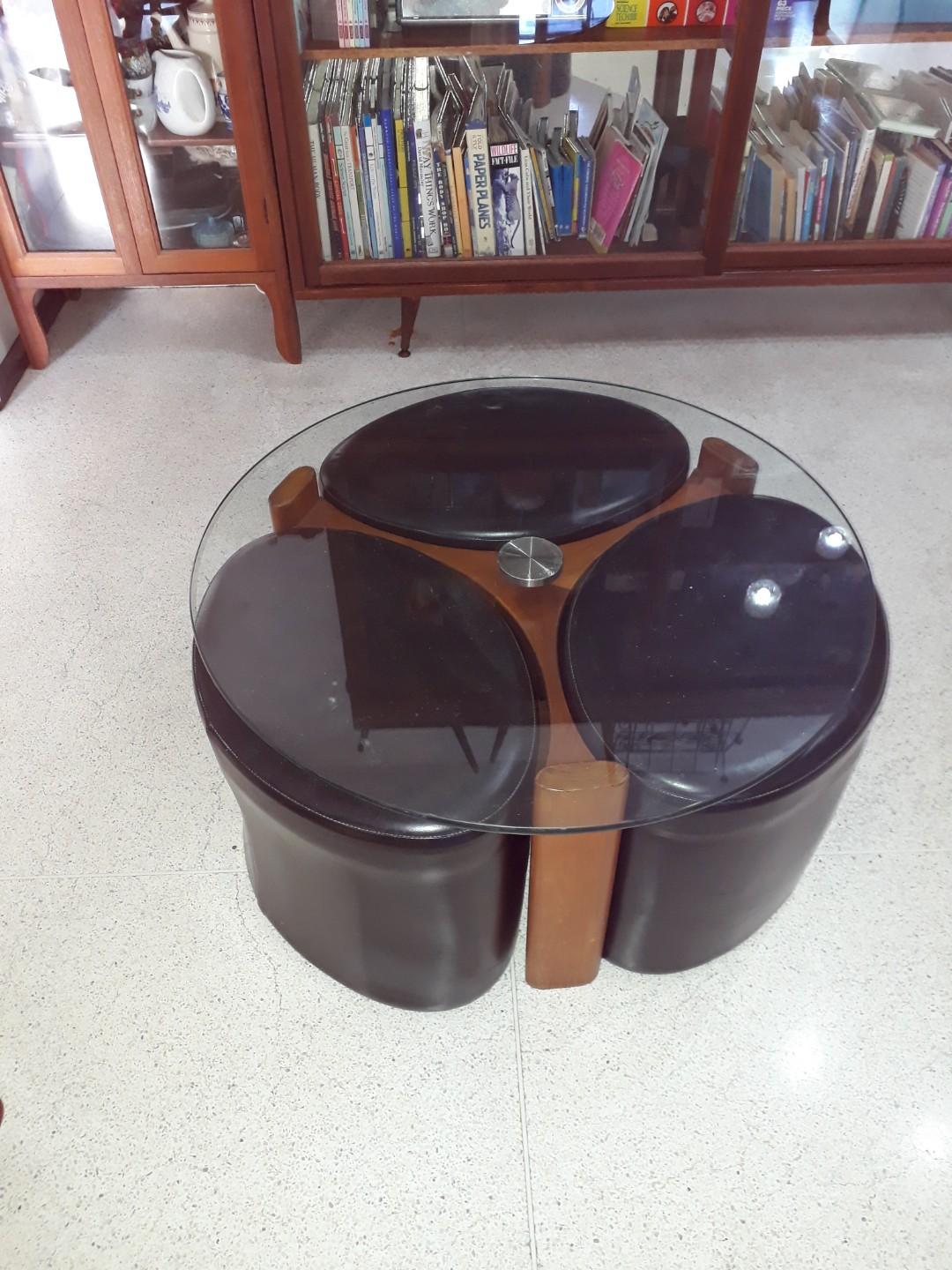 Vintage Mid Century Danish 1960s Teak Th Brown Sons Coffee Table W Seats Vintage Collectibles Vintage Collectibles On Carousell