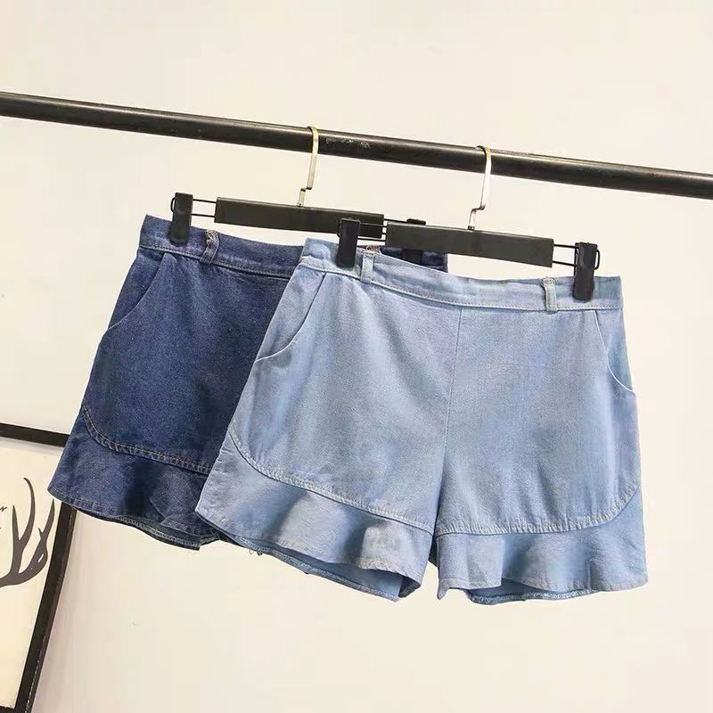 elasticated denim shorts womens