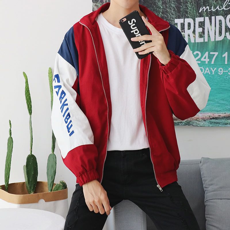 181 2 COLOURS ulzzang vintage retro colourblock zip up jacket windbreaker brandy melville Women s Fashion Coats Jackets and Outerwear on Carousell