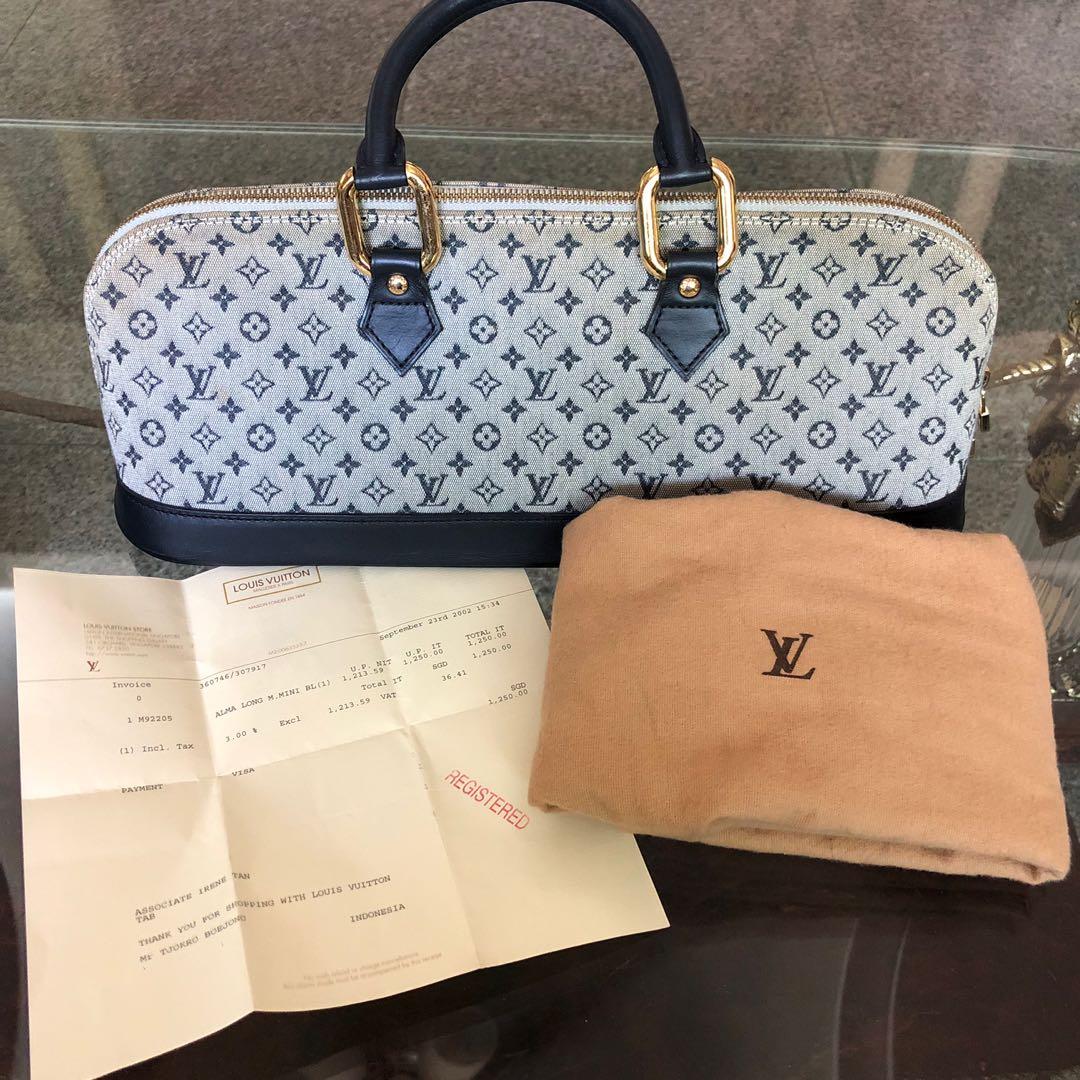 💯 Louis Vuitton Alma Long mini Denim Blue, Luxury, Bags & on Carousell