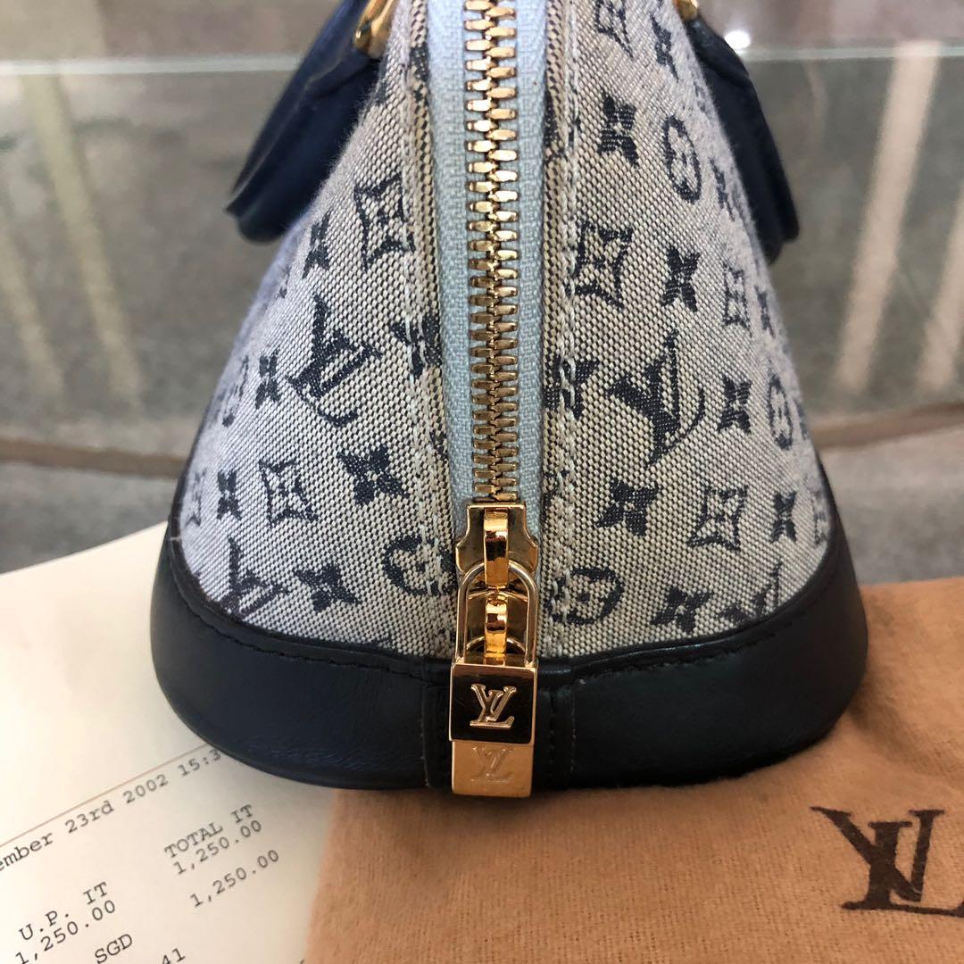 Louis Vuitton Alma Long monogram mini Denim Blue, Luxury, Bags & Wallets, Handbags on Carousell