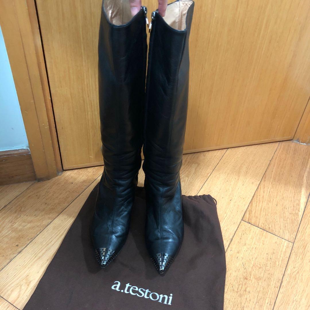 a. Testoni black boots shoes 38.5 黑色靴鞋Joyce Lane Crawford, 女