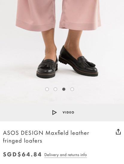 asos design maxfield leather fringed loafers