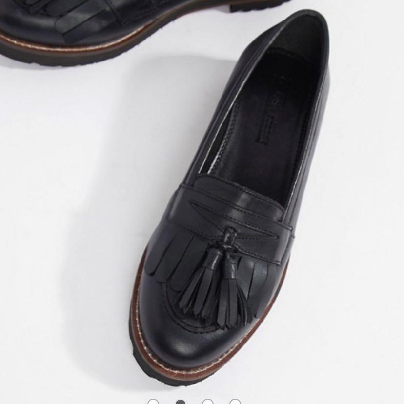 asos design maxfield leather fringed loafers